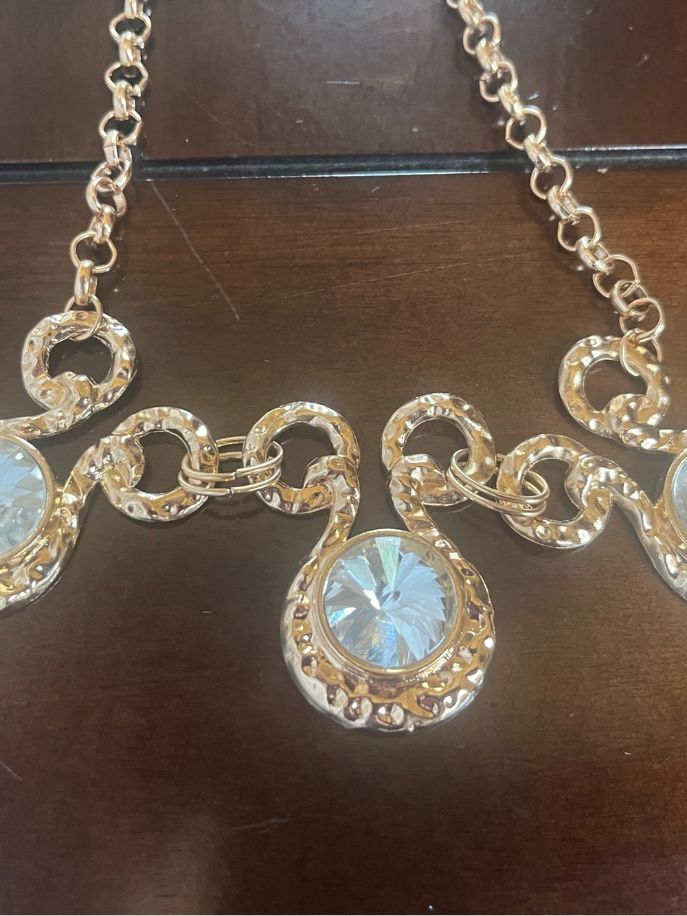 paparazzi Gold Tone And Crystal Necklace and Clear Crystal Drop Earring Set - Picture 2 of 2